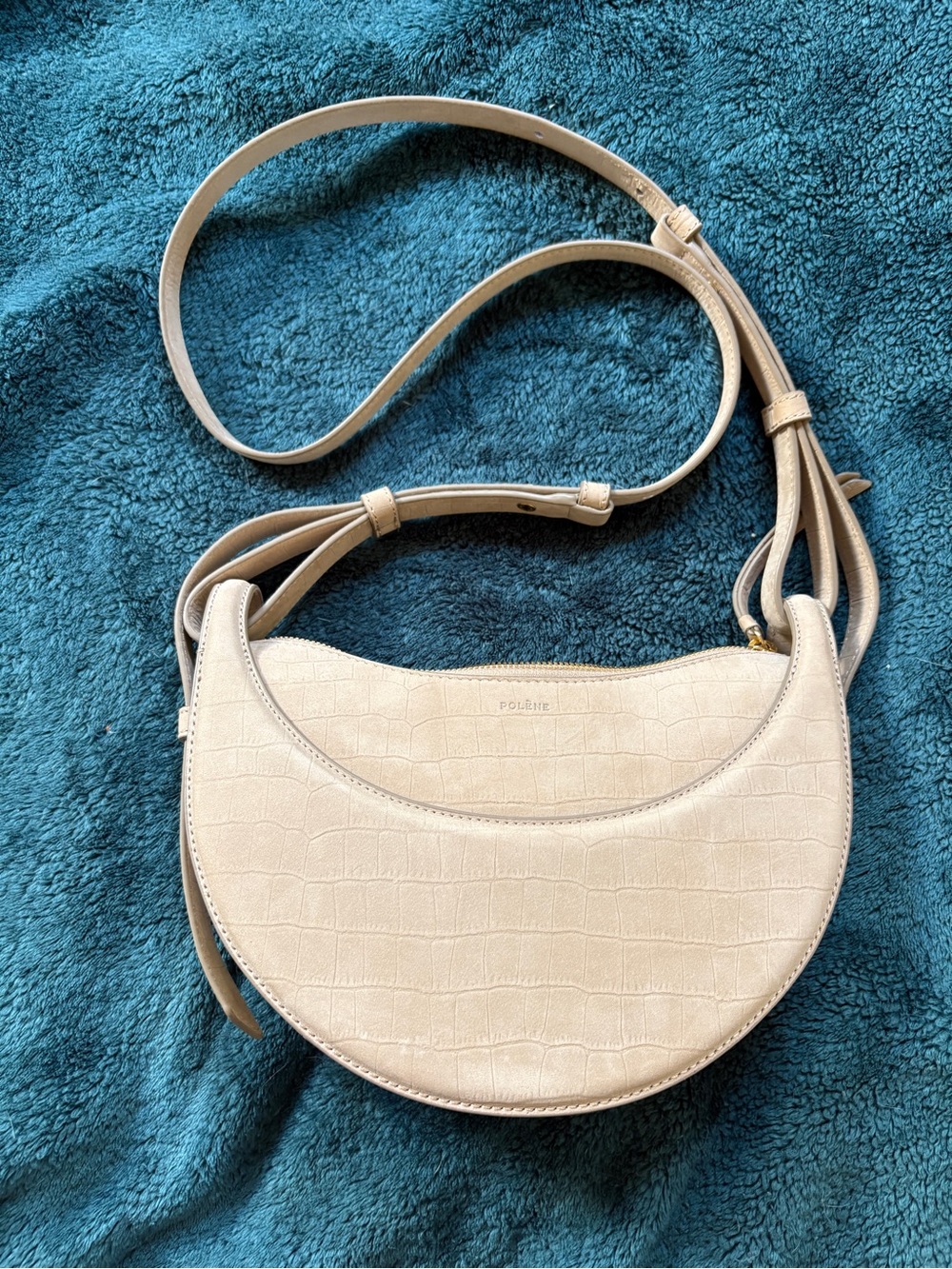 Polene nubuck suede Dix sling hobo bag in taupe